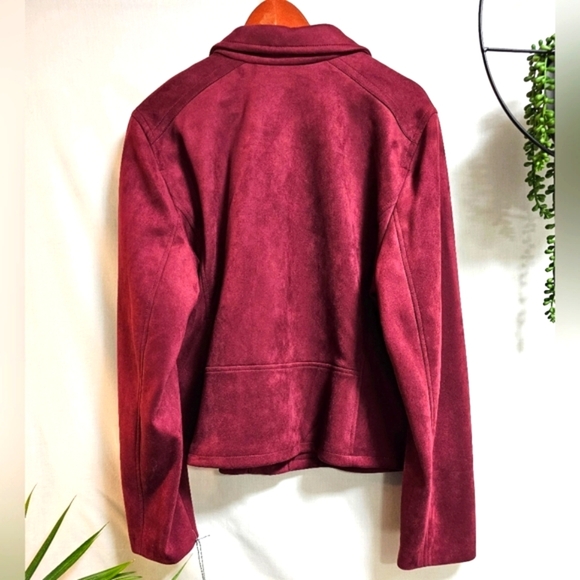 Liz Claiborne Faux Suede Moto Jacket Burgundy Passion | XXL - Picture 3 of 3